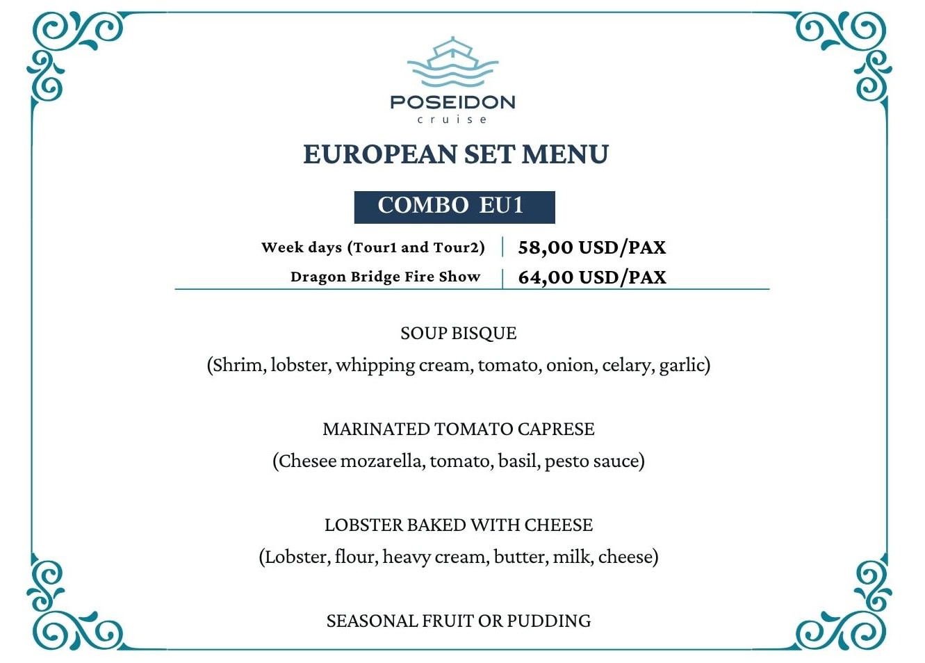 European Set Menu - Combo EU1 (Basic Ticket + Set Menu EU1)